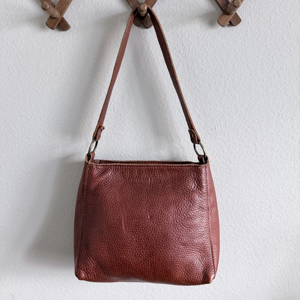 Portland Leather Pebbled Leather Brown Shoulder Tote Bag